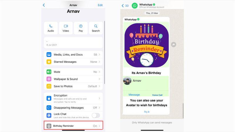 WhatsApp birthday reminder