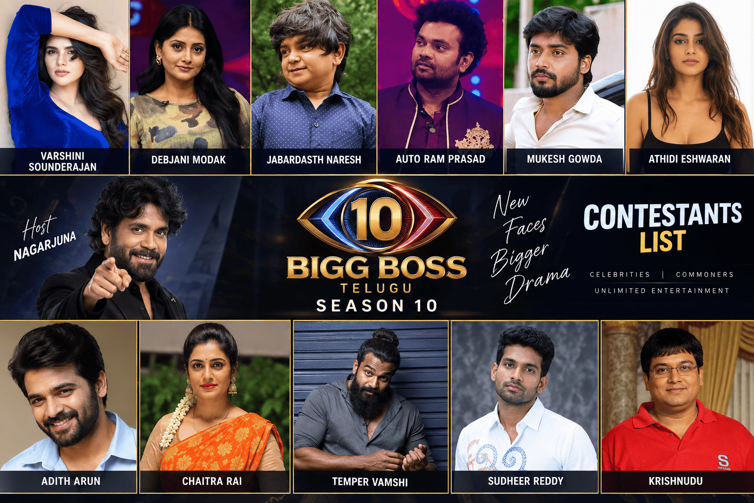 Bigg Boss Telugu 10 contestants list